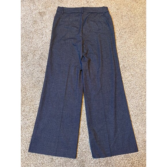NEW Loft Wide-Leg High-Rise Herringbone Navy Button Front Trousers Pants Size 10 - Picture 13 of 13